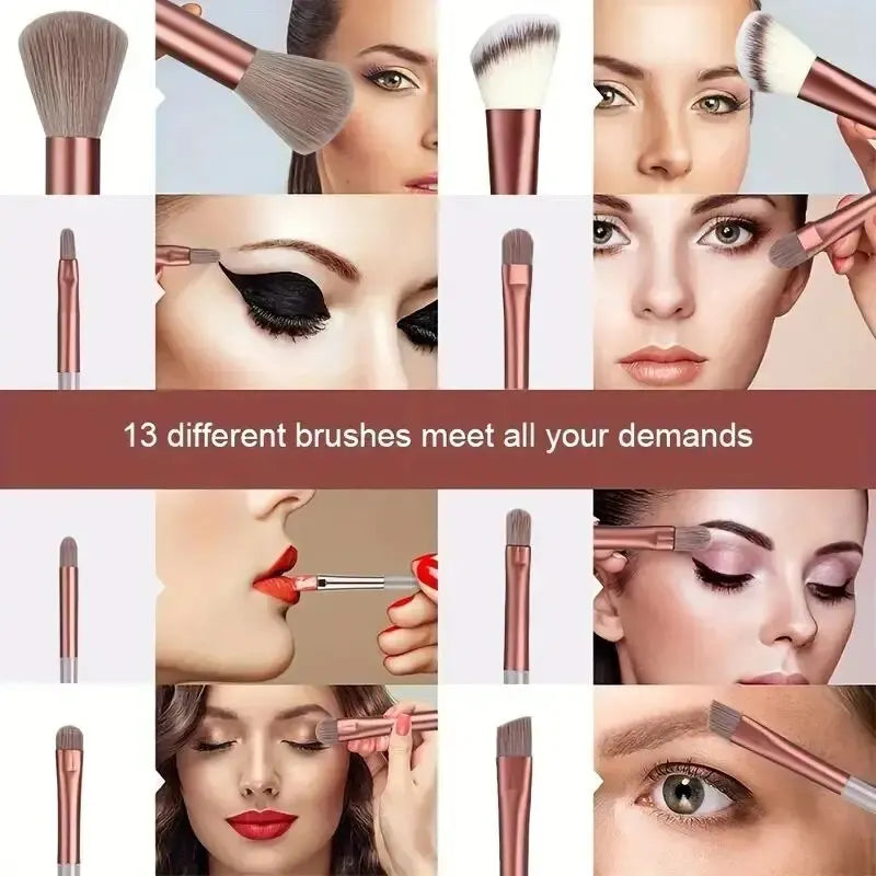 Conjunto de pincéis de maquiagem macios e fofos, profissionais, cosméticos.