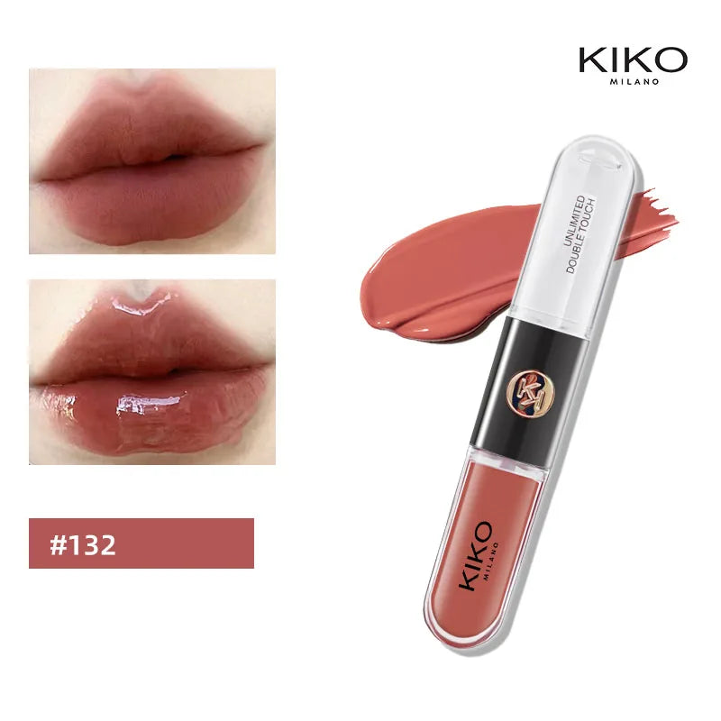 Batom Hot Kiko com duas pontas, brilho labial transparente e espelhado