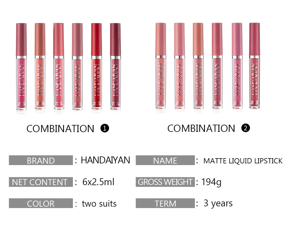 Lip Gloss Batom de Veludo Fosco À Prova D'Água