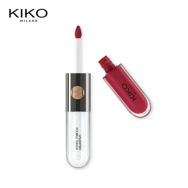 Batom Hot Kiko com duas pontas, brilho labial transparente e espelhado