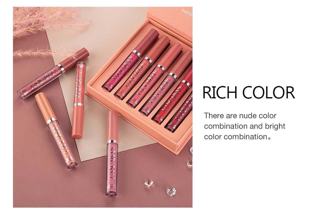 Lip Gloss Batom de Veludo Fosco À Prova D'Água