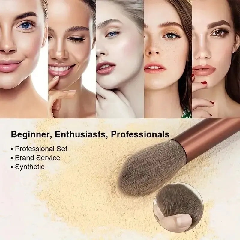 Conjunto de pincéis de maquiagem macios e fofos, profissionais, cosméticos.