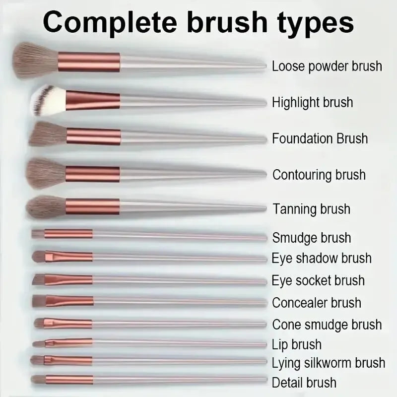 Conjunto de pincéis de maquiagem macios e fofos, profissionais, cosméticos.