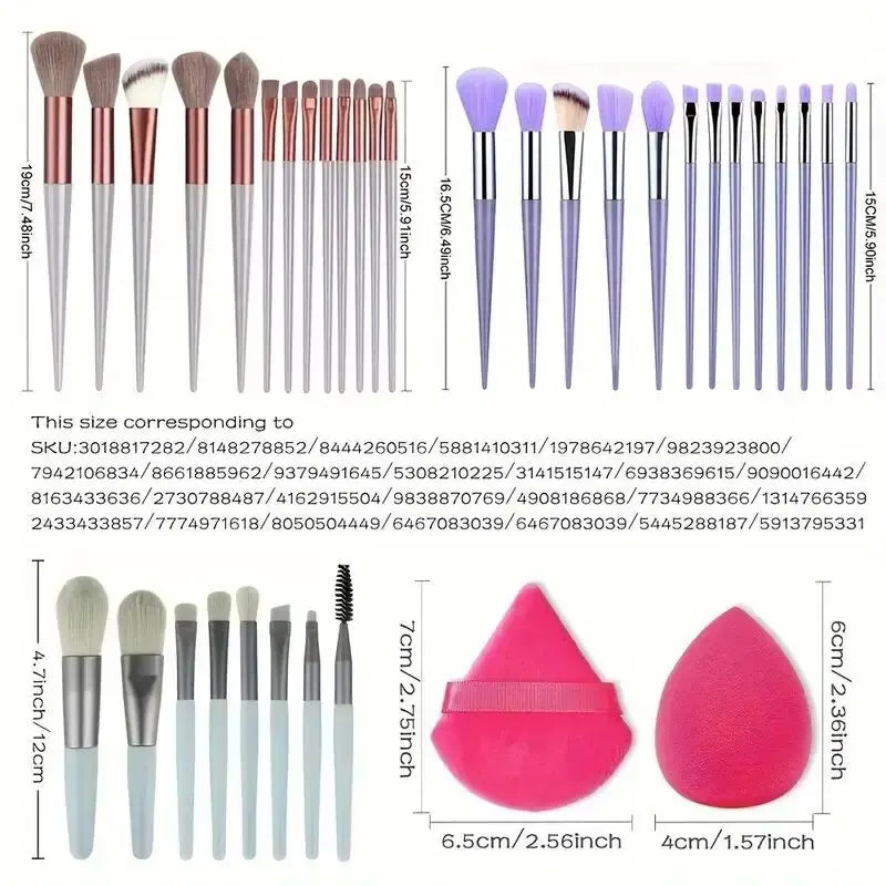 Conjunto de pincéis de maquiagem macios e fofos, profissionais, cosméticos.