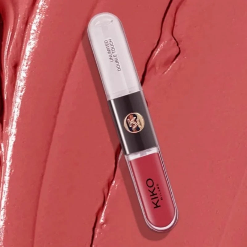 Batom Hot Kiko com duas pontas, brilho labial transparente e espelhado