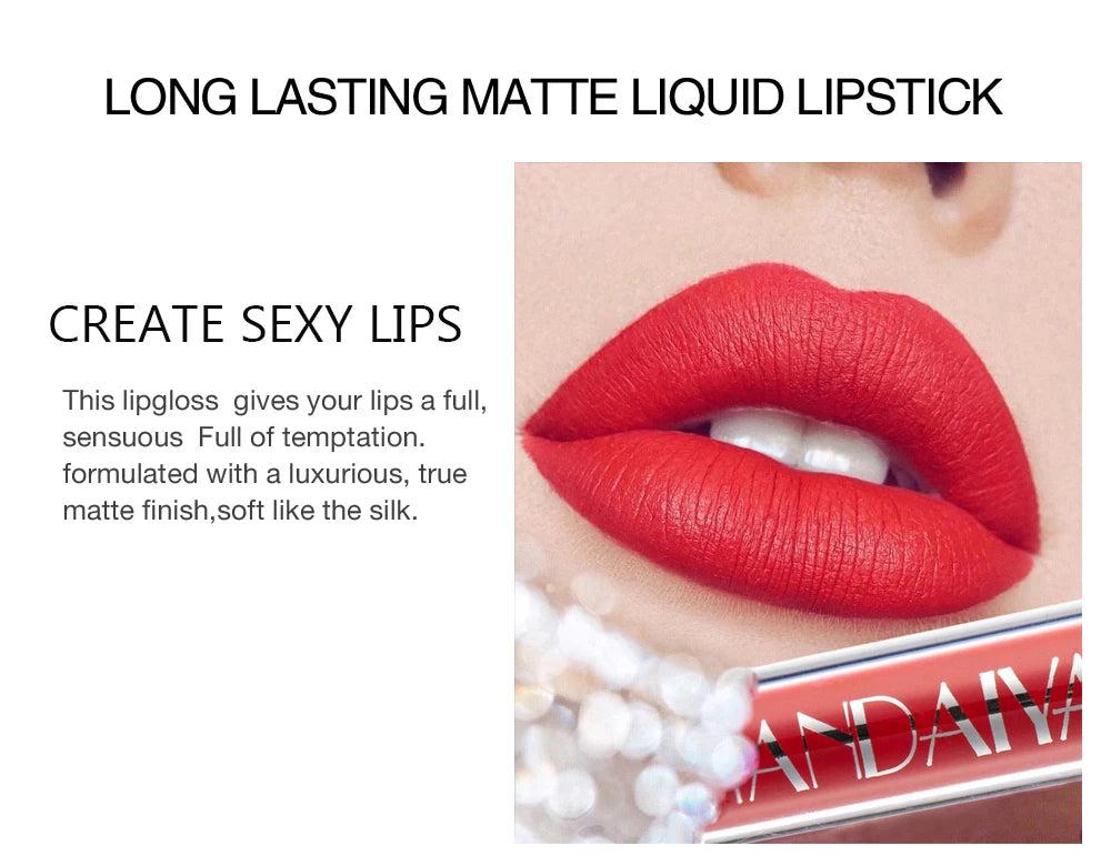 Lip Gloss Batom de Veludo Fosco À Prova D'Água